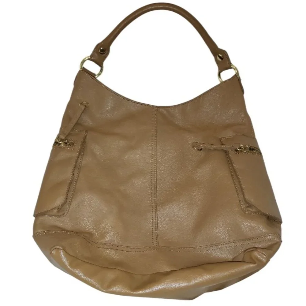Linea Pelle Tan Beige Leather Hobo Handbag Satchel